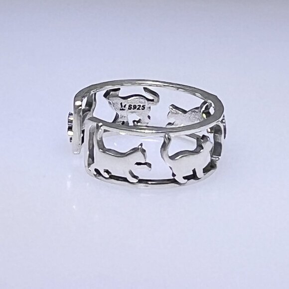 Sterling Silver cat band ring, adjustable, NWOT - Picture 2 of 5